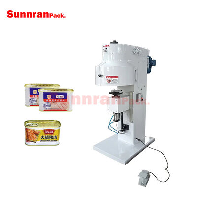 Máquina de sellado semiautomática para latas rectangulares para carne y pescado enlatados
